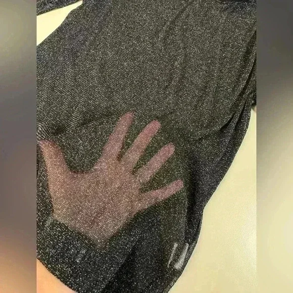 WhimsiGoth Mesh Longsleeve Sheer Shirt Women’s Medium Fairy Shimmer Black Y2K - Picture 8 of 11